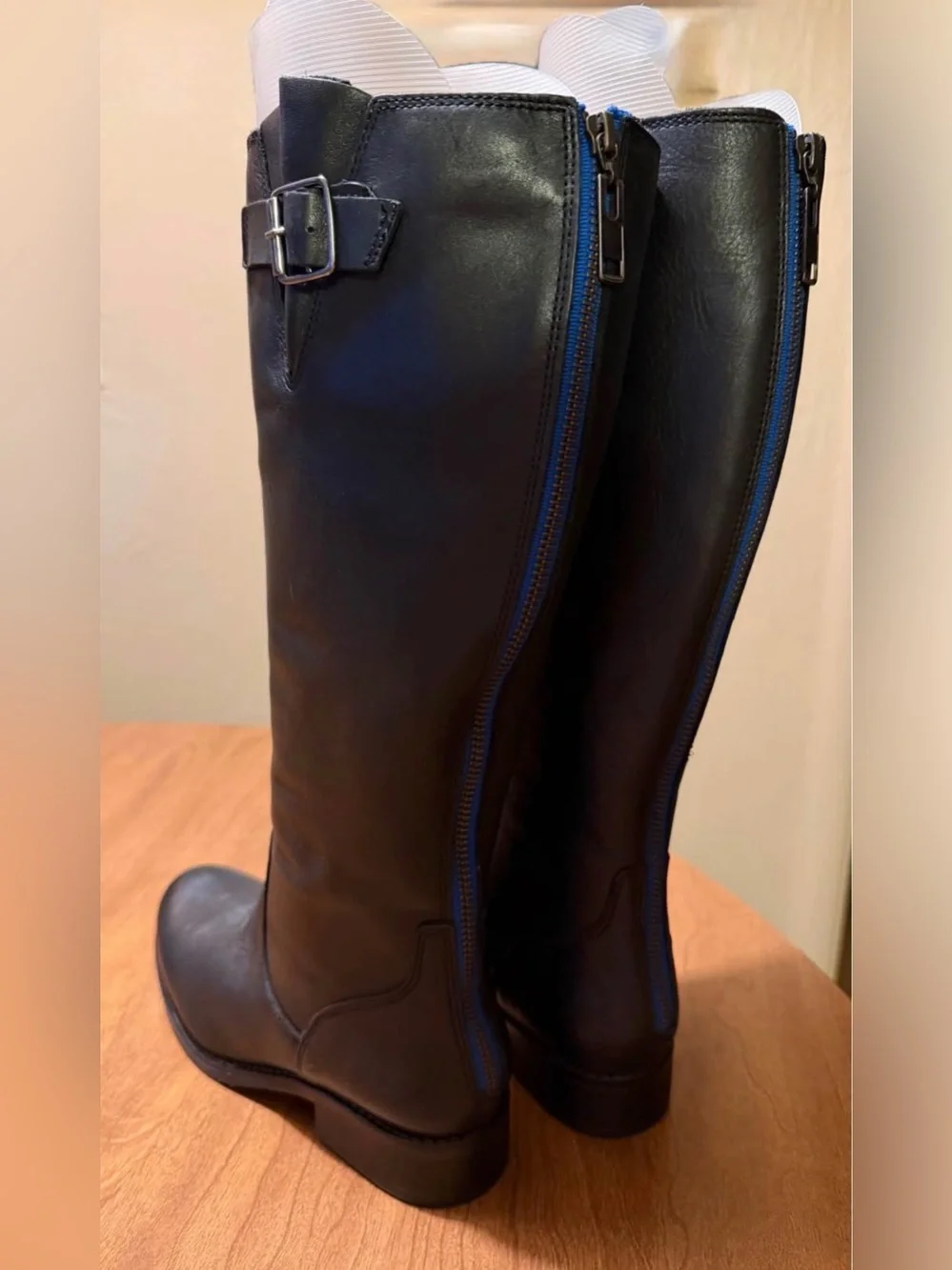 Steve Madden Black Knee-High Buckle Riding Boots